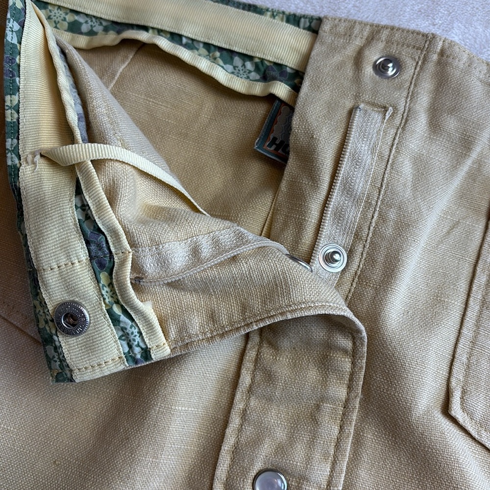 Women's HORNY TOAD Gold Linen/Cotton Pearl Snap Mini Skirt - Sassy - Size 4 - Picture 7 of 9